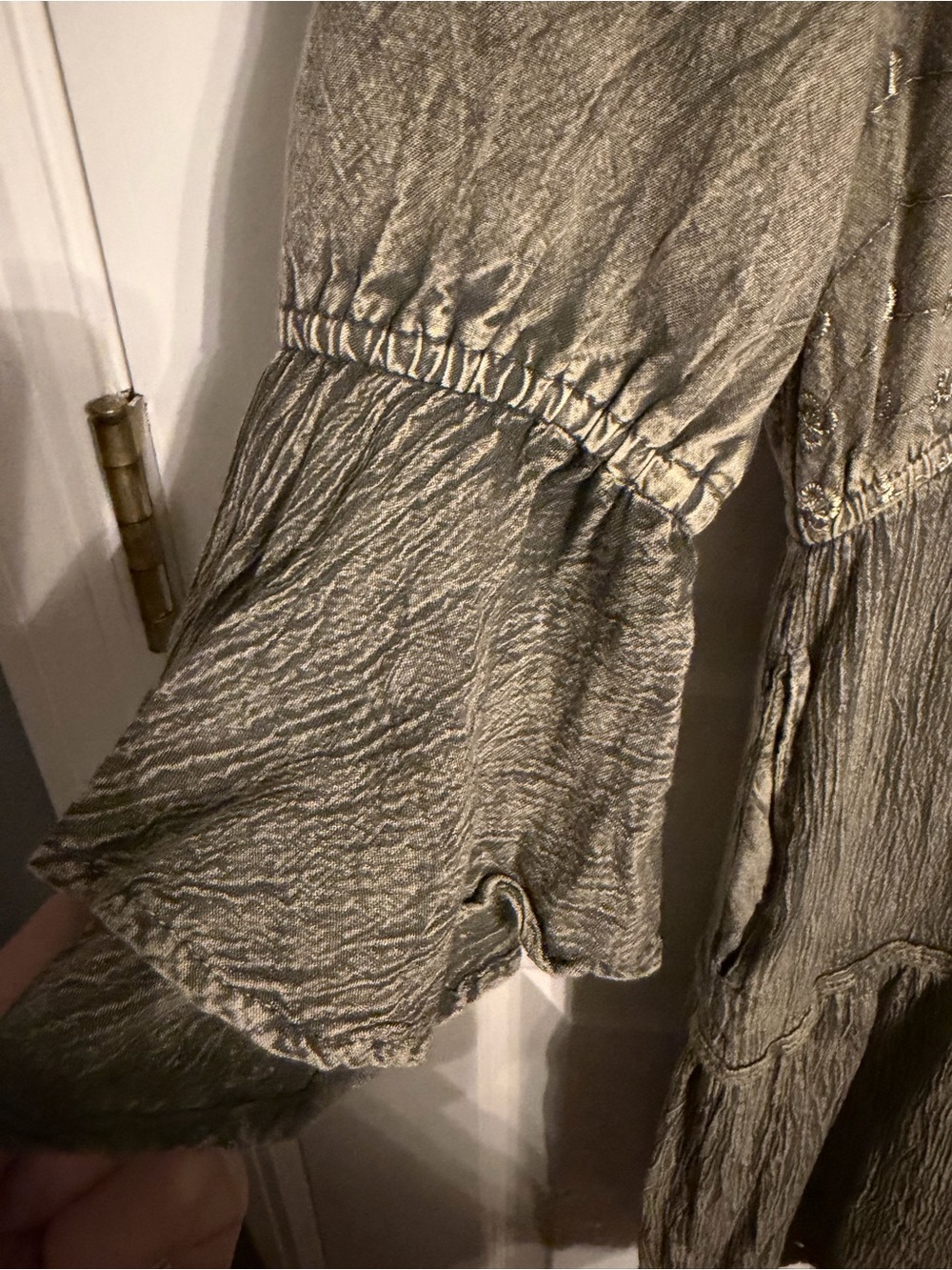 Young Threads Olive 3/4 Sleeve Embroidered Dress, Size Medium. New With Tags. - Picture 9 of 16